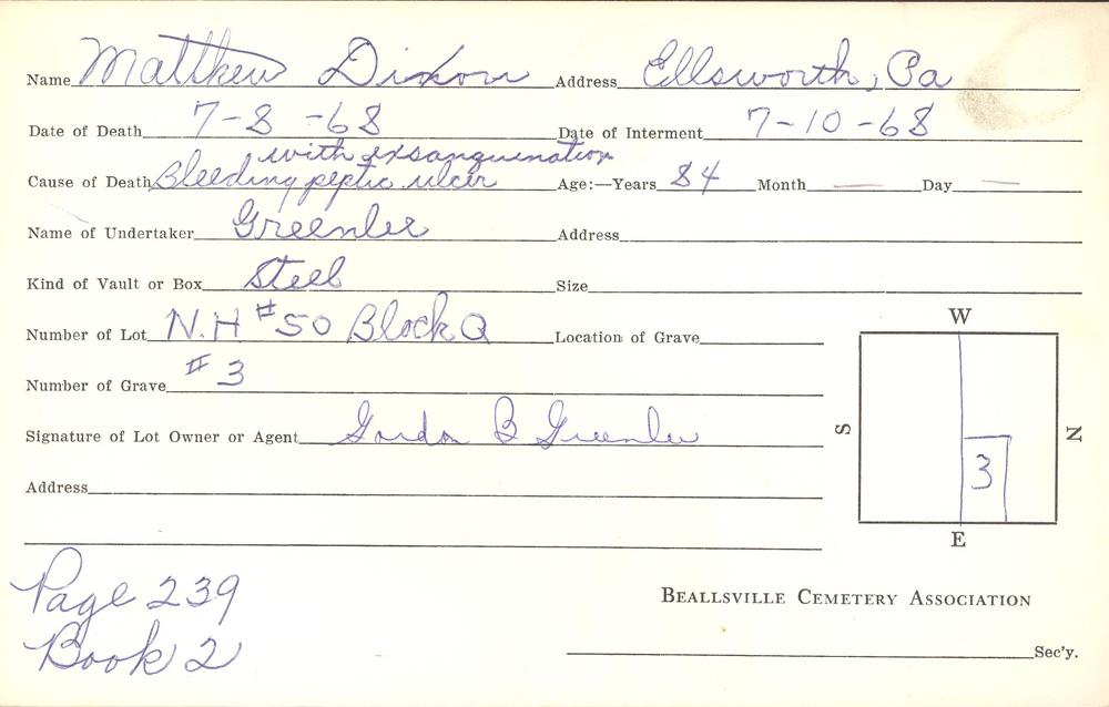 burial card